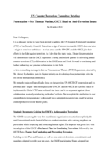 UN Counter Terrorism Committee Briefing UN Counter Terrorism Committee Briefing