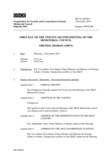 Journal, 1st Day of the 22nd Ministerial Council