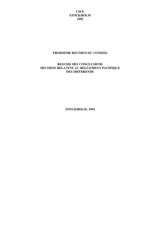 Troisième réunion du conseil résume des conclusions décision relative au règlement pacifique des différends, 14-15 décembre 1992