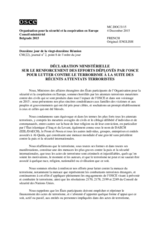 Ministerial Declaration on Reinforcing OSCE Efforts to Counter Terrorism in the Wake of Recent Terrorist Attacks