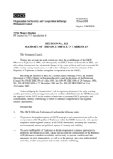 Permanent Council Decision No. 852