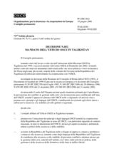 Decisione N.852 mandato dell’ufficio OSCE in Tagikistan