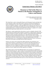 Statement by the Delegation of the United States of America in response to the report by the Chief Observer of the OSCE Observer Mission at two Russian checkpoints on the Russian-Ukrainian border, Mr. Simon Eugster