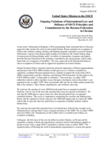 Statement by the Delegation of the United States of America on the ongoing aggression against Ukraine and violations of OSCE principles and commitments by the Russian Federation
