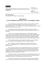 Erklärung zu den Terroranschlägen vom 13. November In Paris