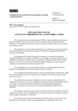 Déclaration sur les Attentats Terroristes du 13 Novembre à Paris