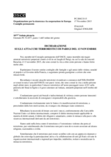 Dichiarazione sugli Attacchi Terroristici di Parigi del 13 Novembre