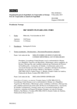 Diario de la 806ª Sesión plenaria del Foro de Cooperación en materia de Seguridad  