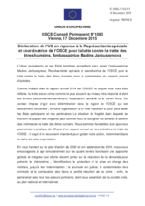 Déclaration de l’UE en réponse à la Représentante spéciale et coordinatrice de l’OSCE pour la lutte contre la traite des êtres humains, Ambassadrice Madina Jarbussynova