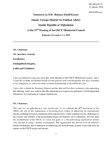 Statement by H.E. Hekmat Khalil Karzai, Deputy Foreign Minister for Political Affairs