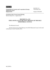 Decision No. 1/15, Time and Place of the Next Meeting of the OSCE Ministerial Council