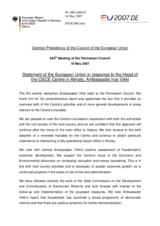 Statement by the German Presidency of the European Union in response to the Head of the OSCE Centre in Almaty, Ambassador Ivar Vikki