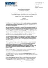 Address by the Chairperson-in-Office of the OSCE, Minister for Foreign Affairs of Germany, H.E. Frank-Walter Steinmeier Address by the Chairperson-in-Office of the OSCE, Minister for Foreign Affairs of Germany, H.E. Frank-Walter Steinmeier