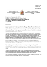 Statement by the Delegation of Canada in responce to address by the Minister of Foreign Affairs of Bosnia and Herzegovina, H.E. Dr. Mladen Ivanic