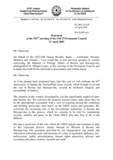 Statement by the Delegation of Azerbaijan (on behalf of the GUUAM Group Member States - Azerbaijan, Georgia, Moldova and Ukraine) in response to the Minister of Foreign Affairs of Bosnia and Herzegovina, H.E. Dr. Mladen Ivanic
