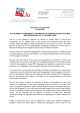 Statement by the Delegation of EU/Luxembourg in response to the Minister of Foreign Affairs of Bosnia and Herzegovina, H.E. Dr. Mladen Ivanic