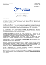 Donor Report of the OSCE Academy in Bishkek