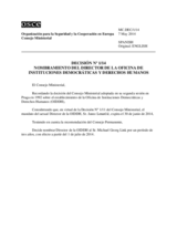 Decisión Nº 1/14 relativa al nombramiento del Director de la Oficina de Instituciones Democráticas y Derechos Humanos