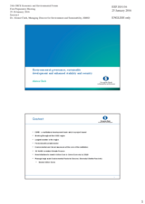 Presentation by Dr. Alistair Clark, Managing Director for Environment and Sustainability