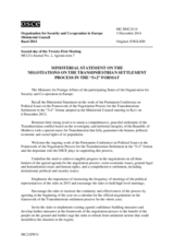 Ministerial Statement on the Negotiations on the Transdniestrian Settlement Process in the "5+2" Format
