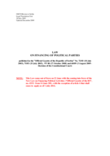 Law on Financing of Political Parties Law on Financing of Political Parties