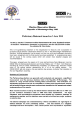 Montenegro, Parliamentary Elections, 31 May 1998: Preliminary Statement