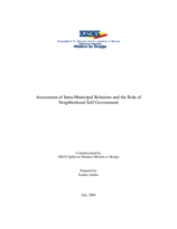 Assessment of Intra-Municipal Relations and the Role of Neighborhood Self Government Assessment of Intra-Municipal Relations and the Role of Neighborhood Self Government