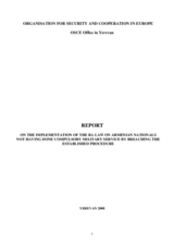 Implementation report of the law on compulsory military service in Armenia