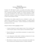 Protocol of the Workshop on Freedom of Information