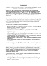 Final report on the roundtable on prevention and prohibition of torture in Armenia