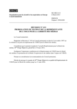 Décision No 1/13 prorogation du mandat de la Représentante de l’OSCE pour la liberté des médias