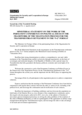 Ministerial Statement on the Work of the Permanent Conference on Political Issues in the Framework of the Negotiation Process for the Transdniestrian Settlement in the "5+2" Format
