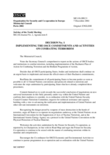 Decision No. 1 on Implementing OSCE Commitments and Activities on Combating Terrorism
