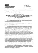 Ministerial Statement on Supporting the United Nations Global Counter-Terrorism Strategy (de)