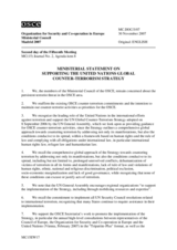 Ministerial Statement on Supporting the United Nations Global Counter-Terrorism Strategy