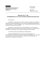 Beschluss Nr. 2/08 über die Wiederbestellung des Generalsekretärs der OSZE