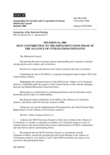 Decision No. 8/08 on the OSCE contribution to the implementation phase of the Alliance of Civilizations initiative 