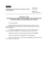 Décision No 1/08 sur la nomination du Directeur du Bureau des institutions démocratiques et des droits de l’homme 