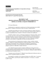 Decisión Nº 6/07 relativa a la protección de infraestructuras energéticas críticas contra ataques terroristas