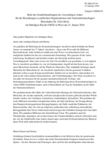 Rede des Sonderbeauftragten des Auswärtigen Amtes für die Beziehungen zu jüdischen Organisationen und Antisemitismusfragen Botschafter Dr. Felix Klein