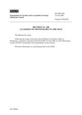 Decision No. 2/06 on the accession of Montenegro