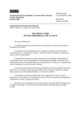Decisión No. 20/06 relativa a la futura Presidencia de la OSCE