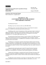 Decision No. 7/06 on the countering the use of the internet for terrorist purposes