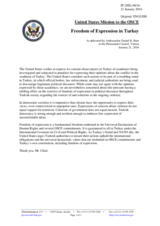 Statement by the Delegation of the United States of America on the freedom of expression in Turkey