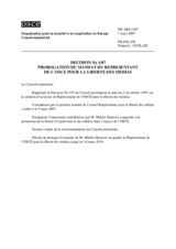 Décision No 1/07 sur la prorogation du mandat du Représentant de l’OSCE pour la liberté des médias