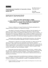 Ministerial Declaration on Preventing and Countering Violent Extremism and Radicalization that lead to Terrorism