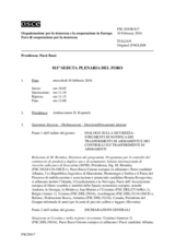 Giornale della 811a Seduta plenaria del Foro di cooperazione per la sicurezza