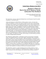 Statement by the Delegation of the United States of America in response to the report by the Head of the OSCE Mission to Serbia, Ambassador Peter Burkhard