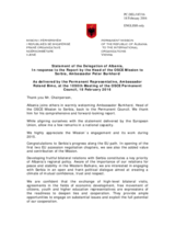 Statement by the Delegation of Albania in response to the report by the Head of the OSCE Mission to Serbia, Ambassador Peter Burkhard