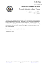 Statement by the Delegation of the United States of America on the terrorist attacks in Ankara on 17 February 2016